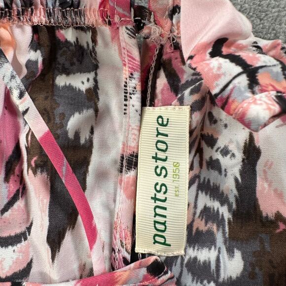 Pants Store Pink Feather Peacock Print Mini Dress Size Medium High Neck Halter - Picture 6 of 9